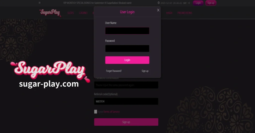 Hakbang 1. Bisitahin ang Sugarplay casino Login website