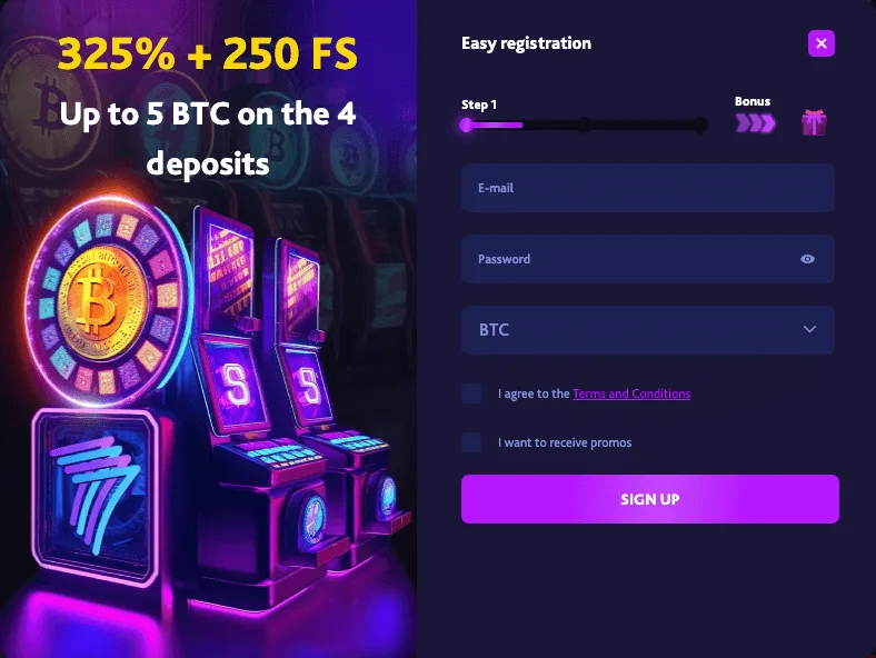 Log into your BTC casino account